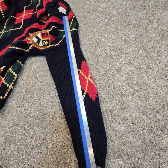 Vintage The Eagle's Eye Cardigan Swetter Womens Size M Argyle Multicolor Preppy - Picture 5 of 9